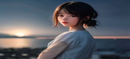 今日时尚系美女图精选——上海外滩夜景前穿着礼服的女性，霓虹灯光映衬，奢华都市感