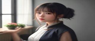 清纯系美女图代表作——阳光下素颜女孩微笑，背景绿色植物，清新自然无修饰感